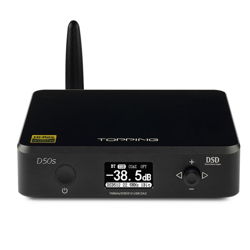 TOPPING D50s Hi-Res USB DAC ES9038Q2M Bluetooth 5.0 32Bit/768kHz DSD512 XMOS XU208 HiFi Decoder